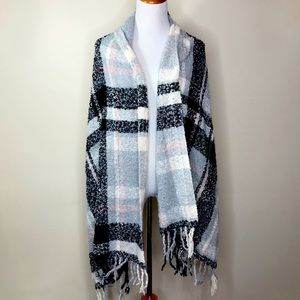 Plaid Scarf Light Blue Black Light Pink